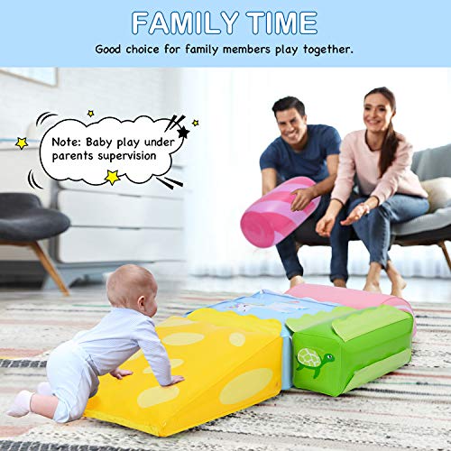 MAGIFIRE 5 Pieces Inflatable Climb and Crawl Play Set Blocks Climbing Toys Gifts for Baby Infants Toddlers Indoor, Lightweighted Blocks with Velcro, Anti-Slip and Flexible Combination