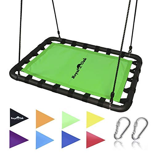 Giant Platform Tree Swing, 700 lb Weight Capacity, Durable Steel Frame, Waterproof, Adjustable Ropes, Flag Set and 2 Carabiners, Non-Stop Fun for Kids!