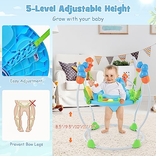 HONEY JOY Activity Jumper, Ocean Discovery Infant Bouncer Jumperoo Activity Center w/Music, Lights Sounds, Developmental Toys, 360-Degree Seat, Baby Jumpers and Bouncers for Boys Girls Ages 6 months +