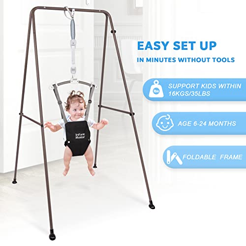 Infant Master Baby Jumper, Stand for Jumper and Bouncers w/Adjustable Seat Bag, Sturdy Frame Structure for Baby Bouncing & Swing Jumper w/Steel Spring, Wise Gift Choice for Infant & Toddler, Black