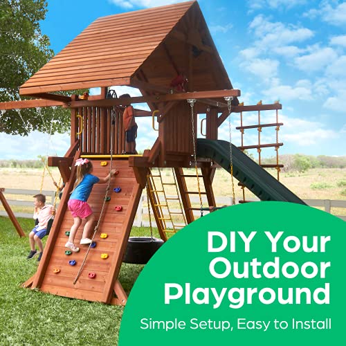 Jungle Gym Kingdom A-Frame 2 Brackets for DIY Swing Beam Set Kit Green | 3" Mounting Hardware