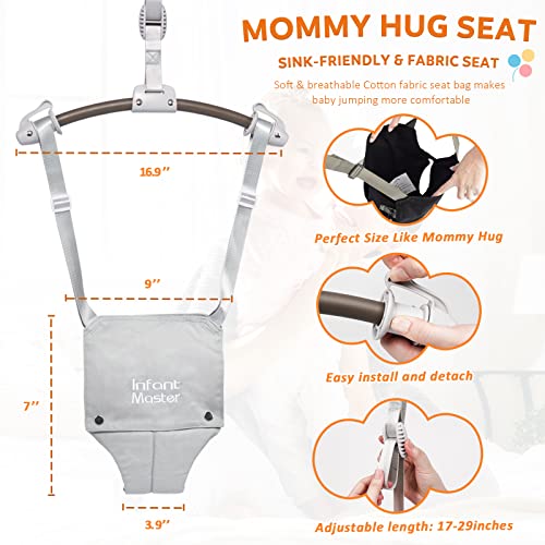 Infant Master Baby Jumper, Stand for Jumper and Bouncers w/Adjustable Seat Bag, Sturdy Frame Structure for Baby Bouncing & Swing Jumper w/Steel Spring, Wise Gift Choice for Infant & Toddler, Grey
