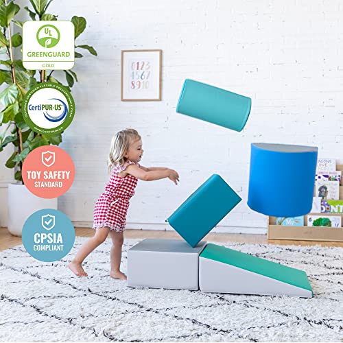 ECR4Kids-ELR-12683F SoftZone Climb and Crawl Activity Play Set  Lightweight Foam Shapes for Climbing, Crawling and Sliding for Toddlers and Kids (5-Piece), Contemporary