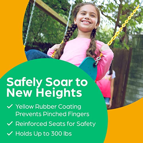 Jungle Gym Kingdom Swing Seat Heavy Duty 66" Chain Plastic Coated - Playground Swing Set Accessories Replacement Green