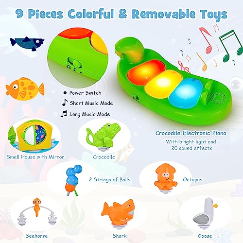 HONEY JOY Activity Jumper, Ocean Discovery Infant Bouncer Jumperoo Activity Center w/Music, Lights Sounds, Developmental Toys, 360-Degree Seat, Baby Jumpers and Bouncers for Boys Girls Ages 6 months +