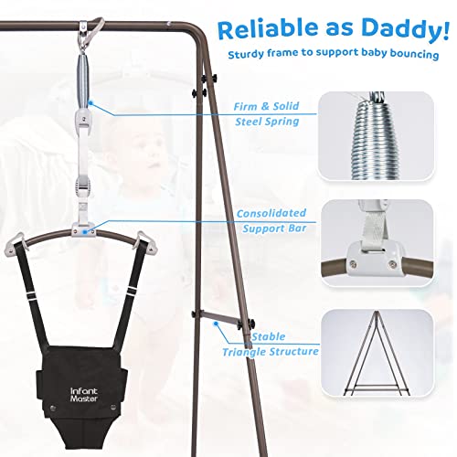 Infant Master Baby Jumper, Stand for Jumper and Bouncers w/Adjustable Seat Bag, Sturdy Frame Structure for Baby Bouncing & Swing Jumper w/Steel Spring, Wise Gift Choice for Infant & Toddler, Black
