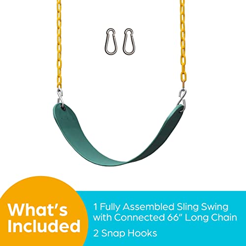 Jungle Gym Kingdom Swing Seat Heavy Duty 66" Chain Plastic Coated - Playground Swing Set Accessories Replacement Green