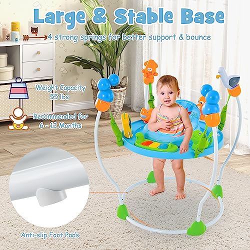 HONEY JOY Activity Jumper, Ocean Discovery Infant Bouncer Jumperoo Activity Center w/Music, Lights Sounds, Developmental Toys, 360-Degree Seat, Baby Jumpers and Bouncers for Boys Girls Ages 6 months +