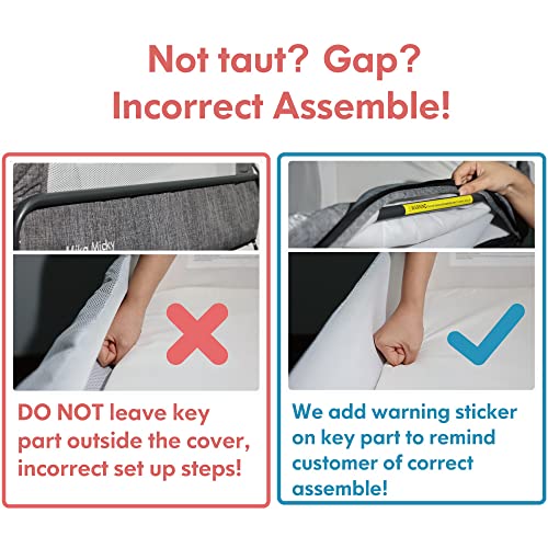 Mika Micky Bedside Sleeper Easy Folding Portable Crib,Grey