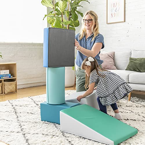 ECR4Kids-ELR-12683F SoftZone Climb and Crawl Activity Play Set  Lightweight Foam Shapes for Climbing, Crawling and Sliding for Toddlers and Kids (5-Piece), Contemporary