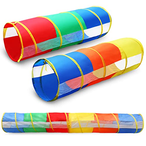 Hide N Side 2-Pack 6ft/12ft Crawl Through Play Tunnel Toy, Pop up Tunnel for Kids Toddlers Dogs Babies Infants & Children Gift Indoor & Outdoor Tube