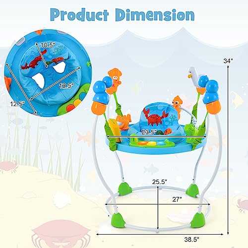 HONEY JOY Activity Jumper, Ocean Discovery Infant Bouncer Jumperoo Activity Center w/Music, Lights Sounds, Developmental Toys, 360-Degree Seat, Baby Jumpers and Bouncers for Boys Girls Ages 6 months +