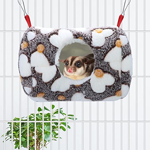 Hamster Plush Hammock Warm Sleeping Nest Bed for Syrian Hamster Gerbil Rat Mouse Sugar Glider Squirrel (Coffee)