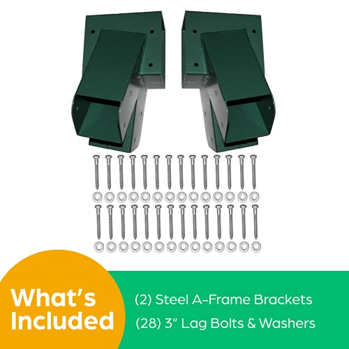 Jungle Gym Kingdom A-Frame 2 Brackets for DIY Swing Beam Set Kit Green | 3" Mounting Hardware