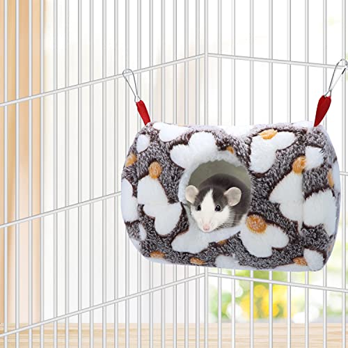 Hamster Plush Hammock Warm Sleeping Nest Bed for Syrian Hamster Gerbil Rat Mouse Sugar Glider Squirrel (Coffee)