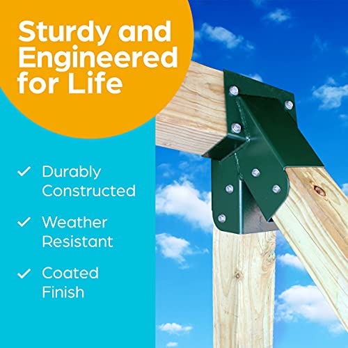 Jungle Gym Kingdom A-Frame 2 Brackets for DIY Swing Beam Set Kit Green | 3" Mounting Hardware