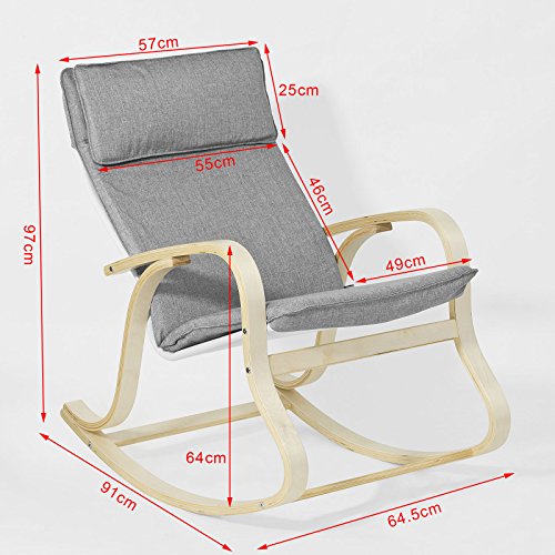 Haotian FST15-DG, Comfortable Relax Rocking Chair, Lounge Chair Relax Chair with Cotton Fabric Cushion