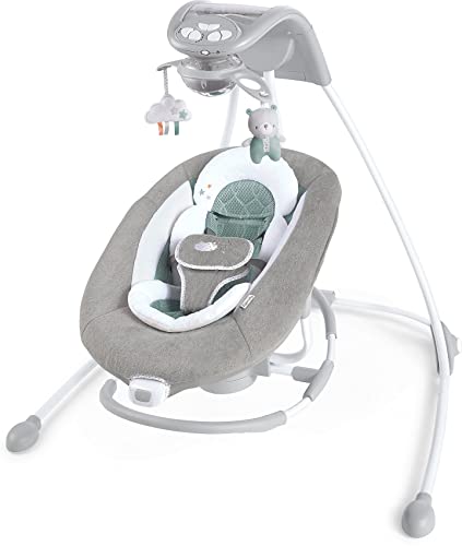 Ingenuity DreamComfort Inlighten Cradling Swing & Rocker - Foldable Plug-in Swing - Pemberton (12321)