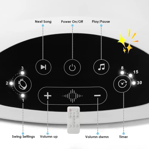 Infant Swing with Bluetooth, Lullabies, Toys - Grey