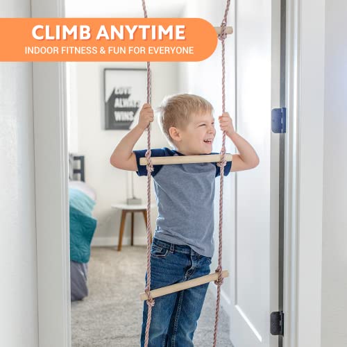 Gym1 Deluxe Indoor Playground with Indoor Swing, Plastic Rings, Trapeze Bar, Climbing Ladder, and Swinging Rope 