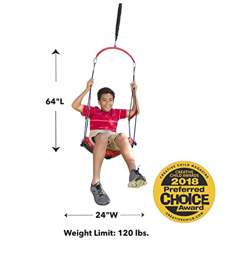 HearthSong 2-in-1 BungeeBounce Tree Swing for Kids with Hanging Rings, 64" L x 24" W, Holds Up to 120 lbs.