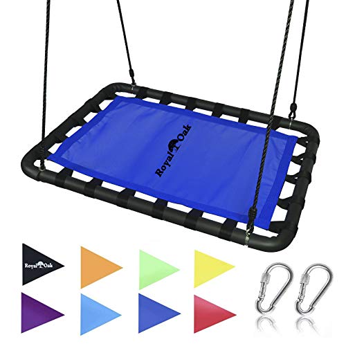 Giant Platform Tree Swing, 700 lb Weight Capacity, Durable Steel Frame, Waterproof, Adjustable Ropes, Flag Set and 2 Carabiners, Non-Stop Fun for Kids!