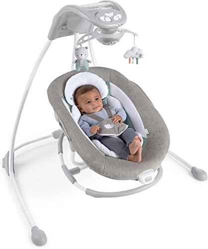 Ingenuity DreamComfort Inlighten Cradling Swing & Rocker - Foldable Plug-in Swing - Pemberton (12321)