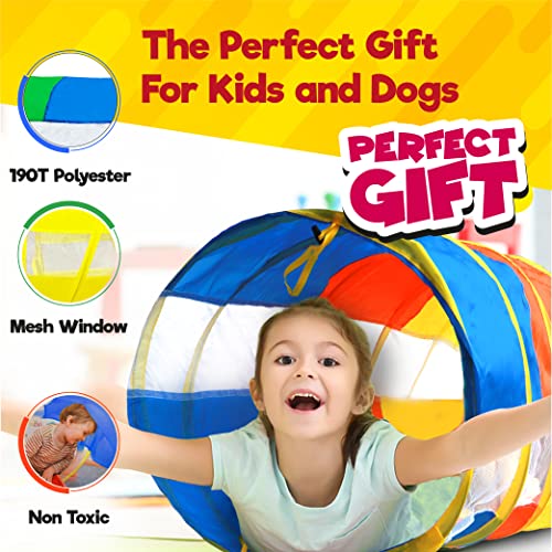 Hide N Side 2-Pack 6ft/12ft Crawl Through Play Tunnel Toy, Pop up Tunnel for Kids Toddlers Dogs Babies Infants & Children Gift Indoor & Outdoor Tube