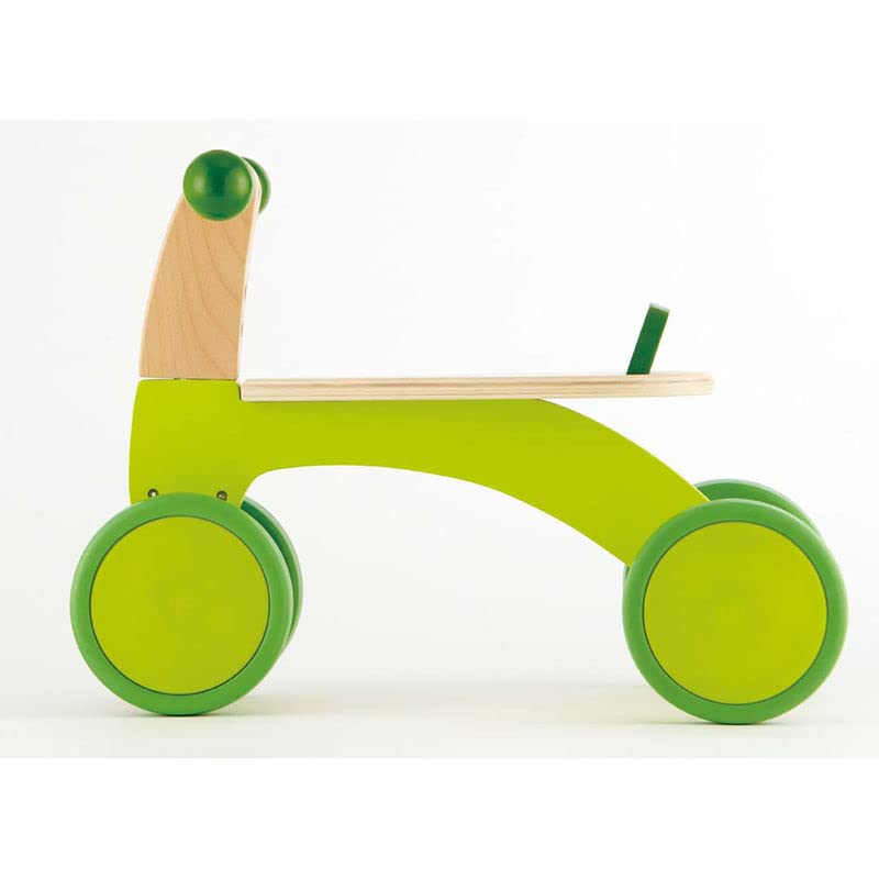 Hape Scoot Around Ride On Wood Bike | Award Winning Four Wheeled Wooden Push Balance Bike Toy for Toddlers with Rubberized Wheels, Bright Green