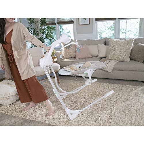 Ingenuity InLighten 5-Speed Baby Swing - Swivel Infant Seat, 5 Point Safety Harness, Nature Sounds, Lights - Kitt Fox