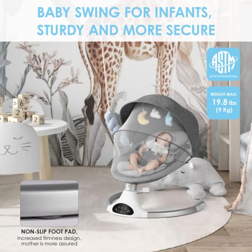 Infant Swing with Bluetooth, Lullabies, Toys - Grey