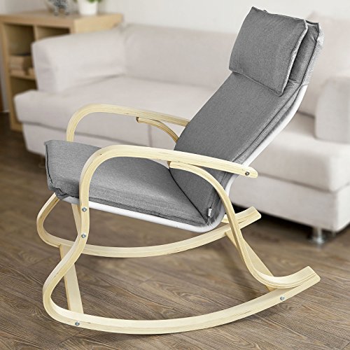 Haotian FST15-DG, Comfortable Relax Rocking Chair, Lounge Chair Relax Chair with Cotton Fabric Cushion