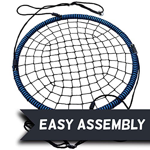 Giant 40 Inch Spider Web Tree Swing, 600 lb Weight Capacity, Durable Steel Frame, Waterproof, Adjustable Ropes, Flag Set and 2 Carabiners, Non-Stop Fun for Kids!