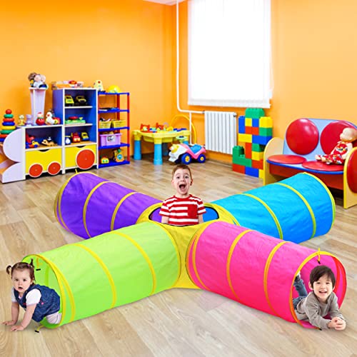 Hide N Side Kids Play Tunnels, Indoor Outdoor Crawl Through Tunnel for Kids Dog Toddler Babies Children , Pop up Tunnel Gift Toy