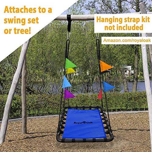 Giant Platform Tree Swing, 700 lb Weight Capacity, Durable Steel Frame, Waterproof, Adjustable Ropes, Flag Set and 2 Carabiners, Non-Stop Fun for Kids!