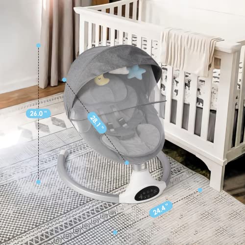 Infant Swing with Bluetooth, Lullabies, Toys - Grey