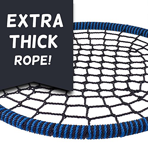 Giant 40 Inch Spider Web Tree Swing, 600 lb Weight Capacity, Durable Steel Frame, Waterproof, Adjustable Ropes, Flag Set and 2 Carabiners, Non-Stop Fun for Kids!