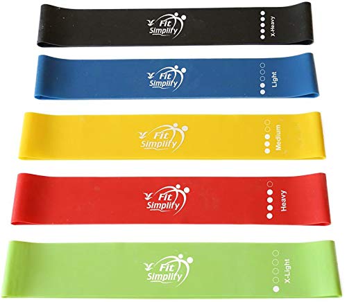Fit Simplify Resistance Loop Exercise Bands for Home Fitness, Stretching, Strength Training, Physical Therapy, Workout Bands, Pilates Flexbands, Set of 5