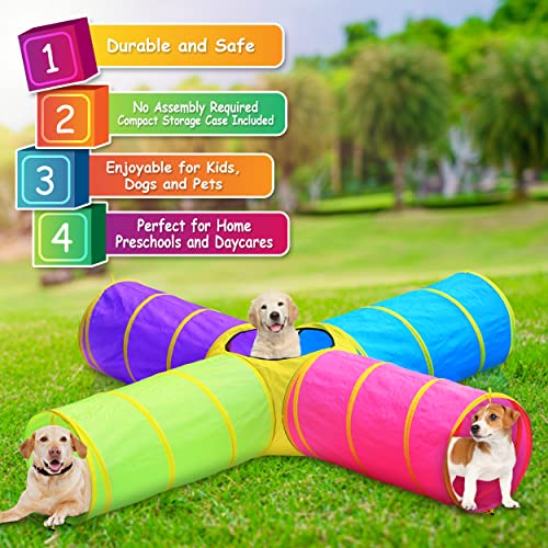 Hide N Side Kids Play Tunnels, Indoor Outdoor Crawl Through Tunnel for Kids Dog Toddler Babies Children , Pop up Tunnel Gift Toy