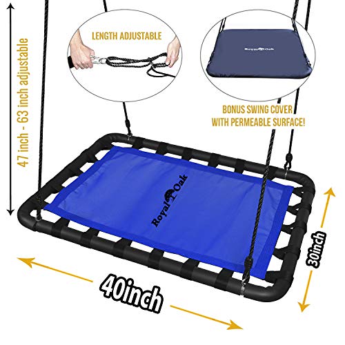 Giant Platform Tree Swing, 700 lb Weight Capacity, Durable Steel Frame, Waterproof, Adjustable Ropes, Flag Set and 2 Carabiners, Non-Stop Fun for Kids!