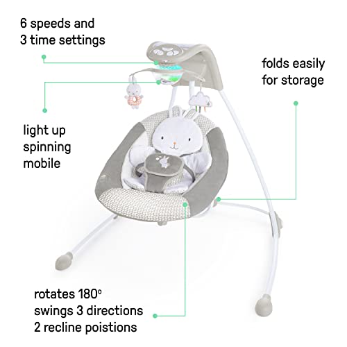 Ingenuity Inlighten Cradling Swing - Twinkle Tails - Foldable Plug-in Swing (12412)
