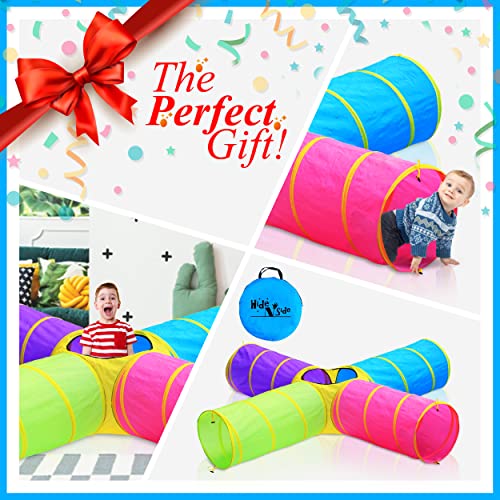 Hide N Side Kids Play Tunnels, Indoor Outdoor Crawl Through Tunnel for Kids Dog Toddler Babies Children , Pop up Tunnel Gift Toy