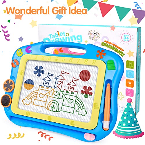 FLY2SKY Magnetic Drawing Board Kids Magna Doodle Board Travel Size Toddler Toys Sketch Writing Colorful Erasable Sketching Pad Holiday Birthday Gifts Girl Boy Educational Learning Toy
