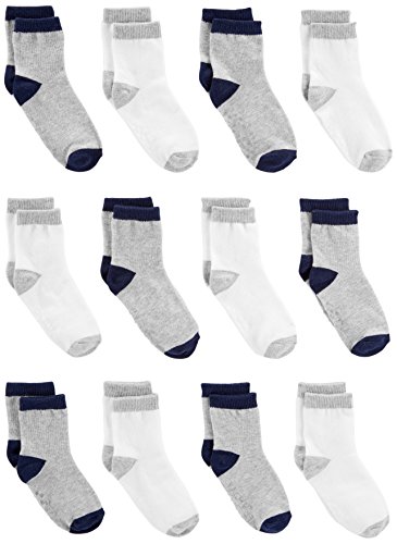 Simple Joys by Carter's Baby Boys' 12-Pack Sock Crew, Gray, White, 12-24 Months