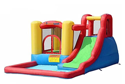 Bounceland Jump and Splash Adventure Bounce House or Water Slide All in one, Large Pool, Fun Bouncing Area with Basketball Hoop, Long Slide with Climbing Wall, UL Certified Blower Included