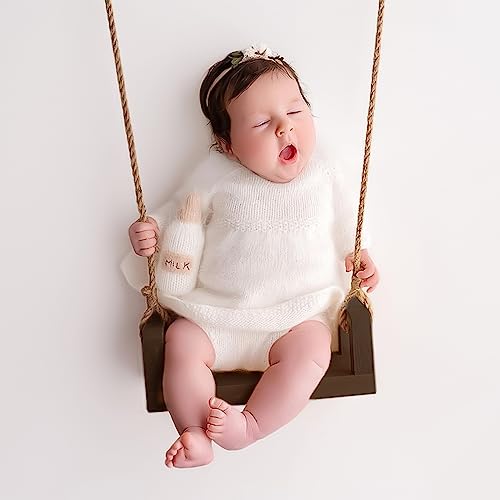 Baby Swings Vintage Infants Wooden Swings Multifunctional Baby Hanging Chair Photo Background Props Swing Seats Photography for Newborn Boys Girls (B-Brown)