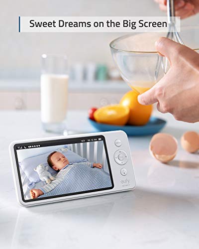 Video Baby Monitor, eufy Security, Video Baby Monitor with Camera and Audio, 720p HD Resolution, Night Vision, 5" Display, 110° Wide-Angle Lens Included, Lullaby Player, Ideal for New Moms