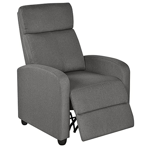 YAHEETECH Fabric Recliner Sofa Reclining Upholstered Sofa with Pocket Spring Living Room Bedroom Home Theater Light Gray