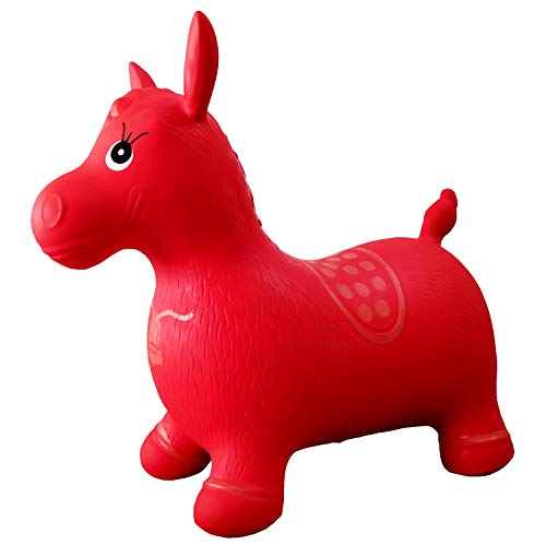 Red Horse Hopper, Pump Included (Inflatable Space Hopper, Jumping Horse, Ride-on Bouncy Animal)