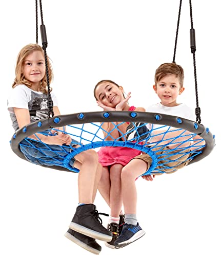 Smartsome Spider Web Saucer Tree Swing | 40 Inch | Tire Swing | Hours of Outdoor Fun | Soft Handles for Comfort | Patented | Easy Assembly | Great Kids Swing for Trees | Rust Proof | Indoor & Outdoor